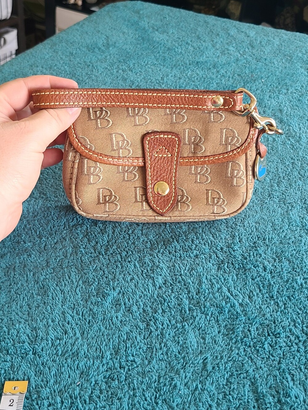 Dooney & Bourke Brown Signature Wristlet Pouch